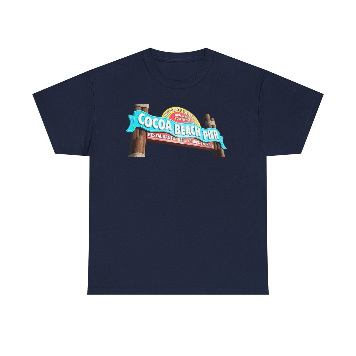 Cocoa Beach Pier T‑Shirt — Retro Beach Sign Vacation Tee