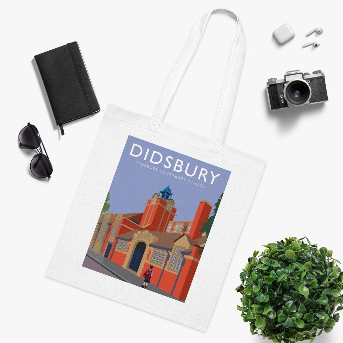 Elm Grove Didsbury C of E Primary School Vintage Travel Tote — Retro Illustrated Cotton Shopper Bag