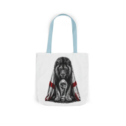 England Lion Guardian Canvas Tote — Protective Lion & Cub Illustration Tote Bag