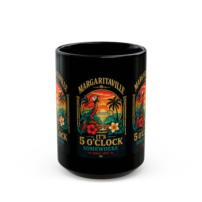 Margaritaville 5 O'Clock Mug – Black Tropical Parrot Cocktail Coffee Cup