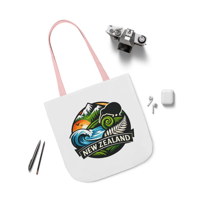 New Zealand Scenic Tote Bag — Kiwi, Mountains & Waves Canvas Tote