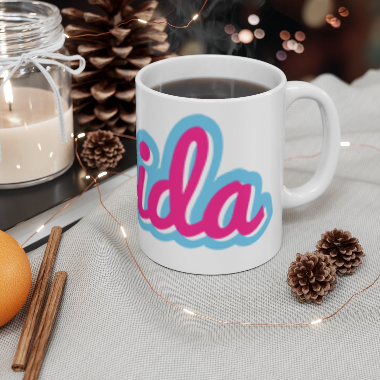 Florida Retro Script Ceramic Coffee Mug – Pink & Blue 11oz/15oz