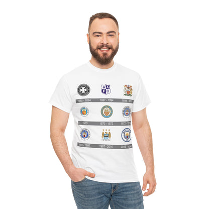 Manchester City Crest Timeline T-Shirt — Retro Club Crest History Tee