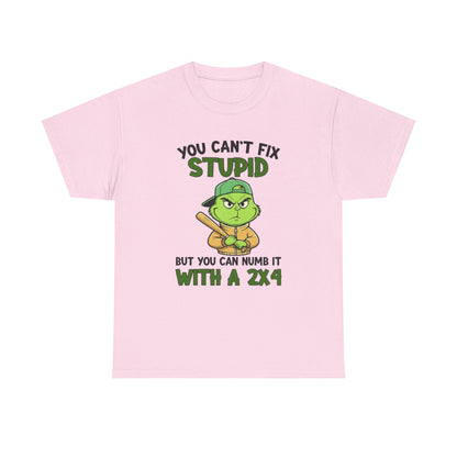 Funny Carpenter T‑Shirt — "You Can't Fix Stupid But You Can Numb It With a 2x4"