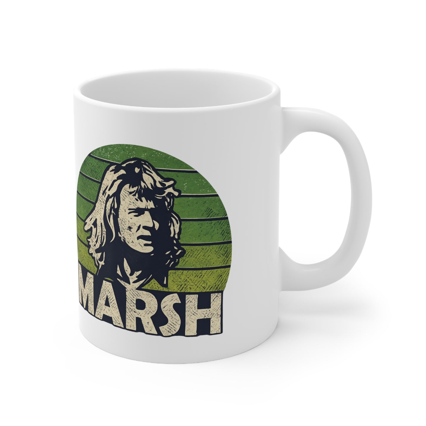Rodney Marsh Vintage Portrait Mug — Retro Green Ceramic Coffee Cup (11oz & 15oz)