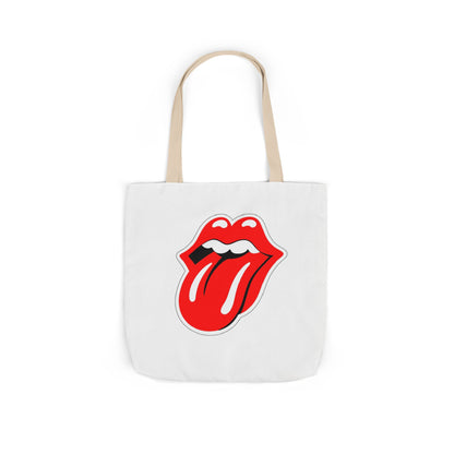 Rock & Roll Tongue Canvas Tote Bag — Retro Lip Graphic