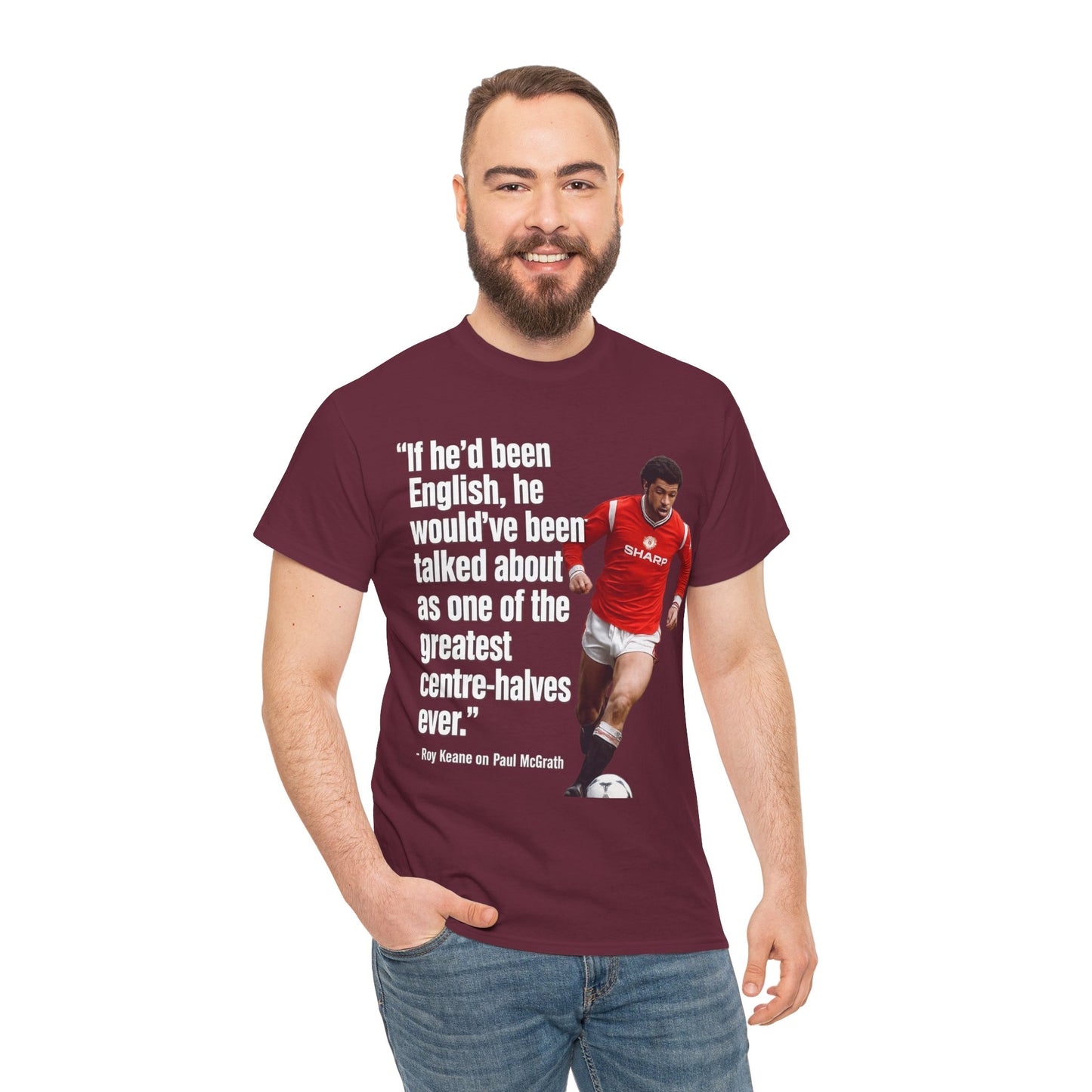 Vintage Football Tee — 'if he'd been English...' Roy Keane on Paul McGrath Quote Shirt