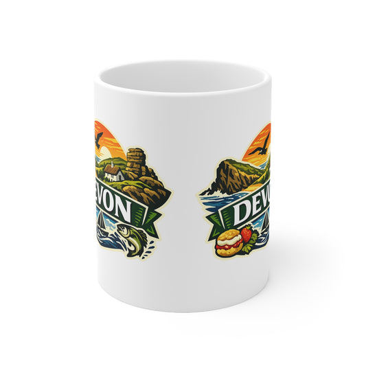 Devon Scenic Mug — Coastal Sunrise Ceramic Coffee Cup (11oz & 15oz)
