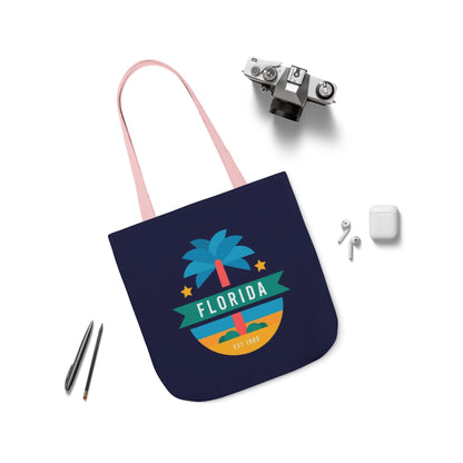 Florida Palm Beach Canvas Tote Bag — Retro Sunshine Travel Tote