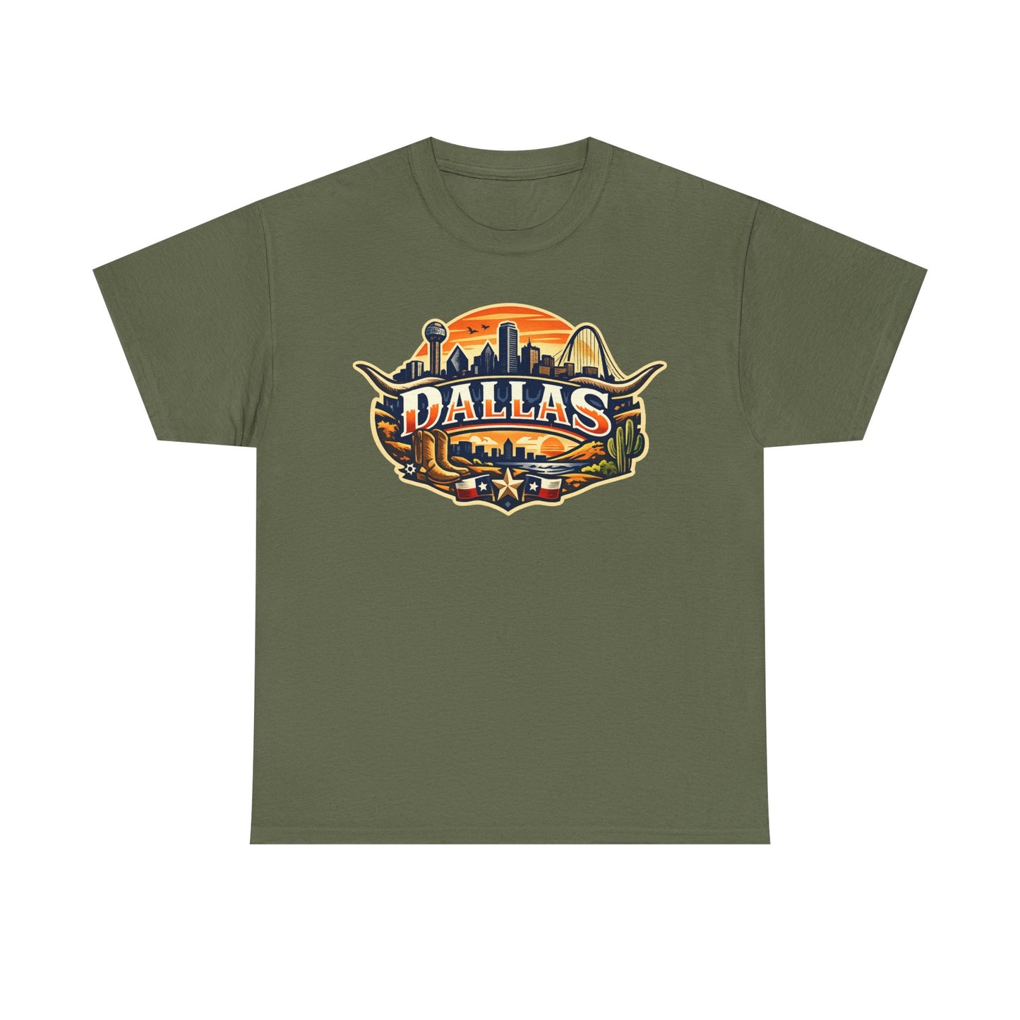 Dallas Skyline Retro Tee — Vintage Cityscape T‑Shirt with 'Dallas' Graphic
