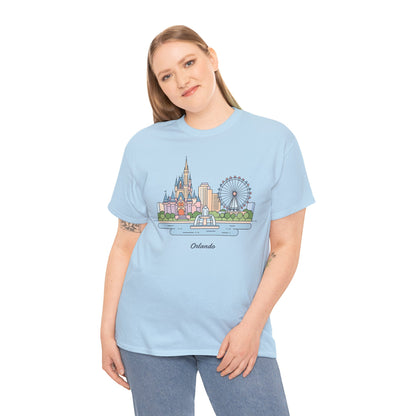 Orlando Skyline T-Shirt — Cute Cityscape Graphic Tee with 'Orlando' Text