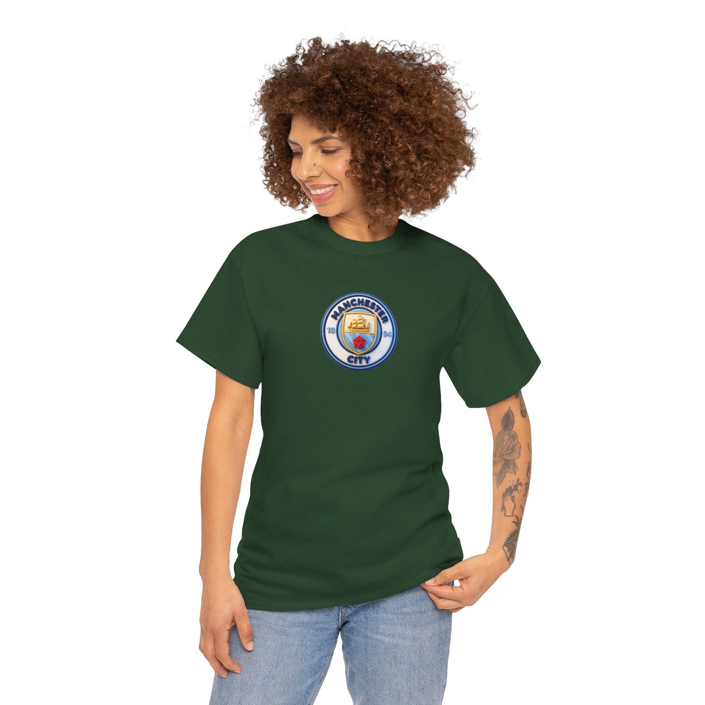 Manchester City Crest Unofficial 3D T-Shirt — Minimal Soccer Logo Tee