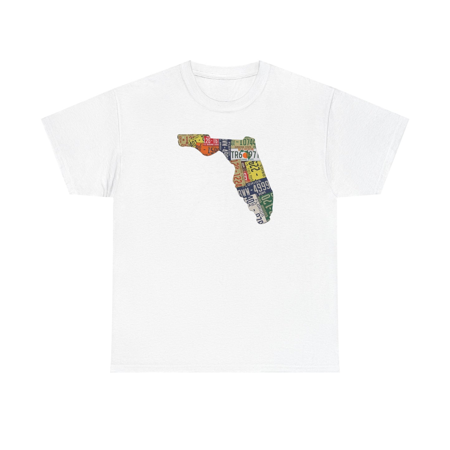 Florida License Plate Map T-Shirt — Vintage State Silhouette Tee