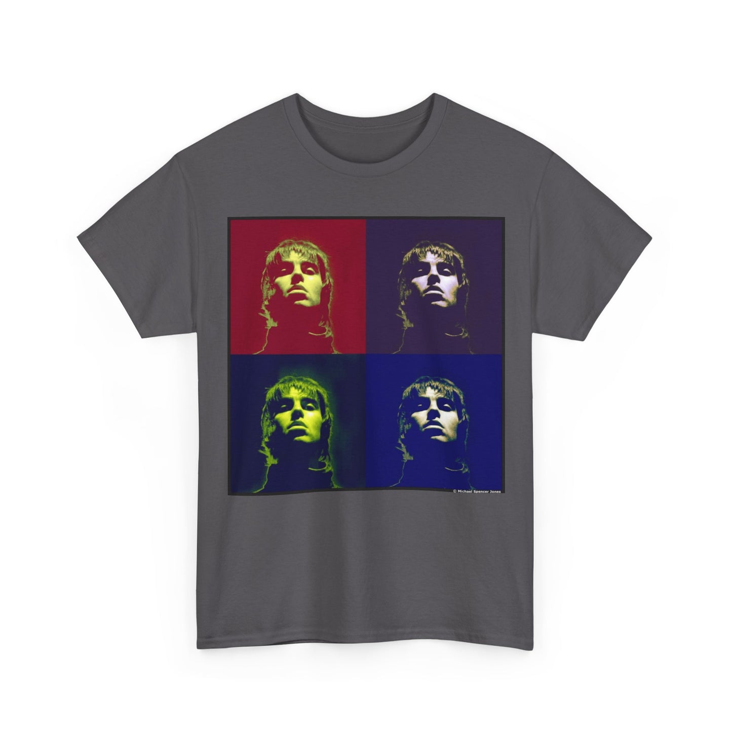 Liam Gallagher Oasis Pop Art Portrait T-Shirt - Retro Color Block Music Icon Tee
