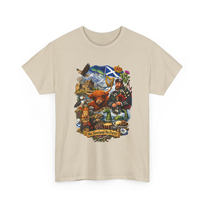 Scotland Collage T-Shirt — "No Scotland No Party" Scottish Heritage Tee