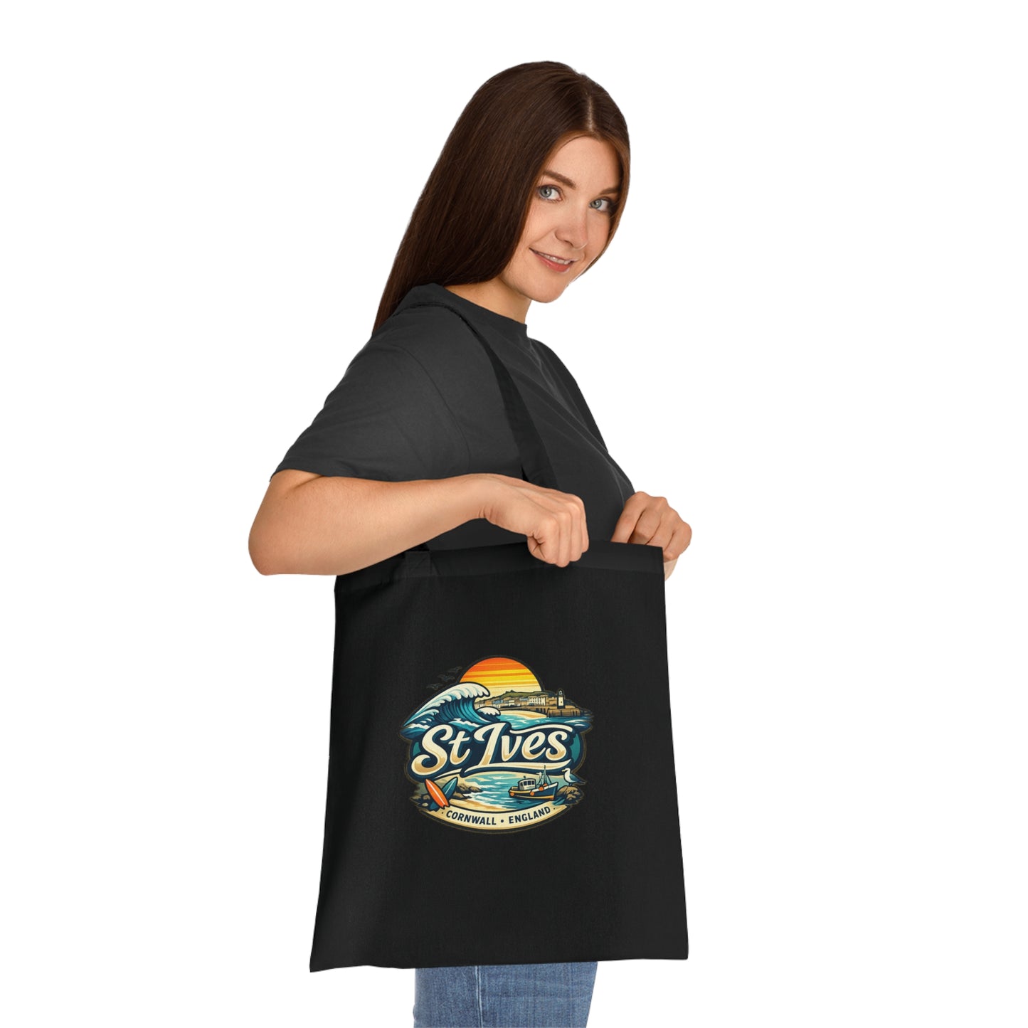 St Ives Beach Tote — Cornwall Surf Sunset Cotton Tote Bag