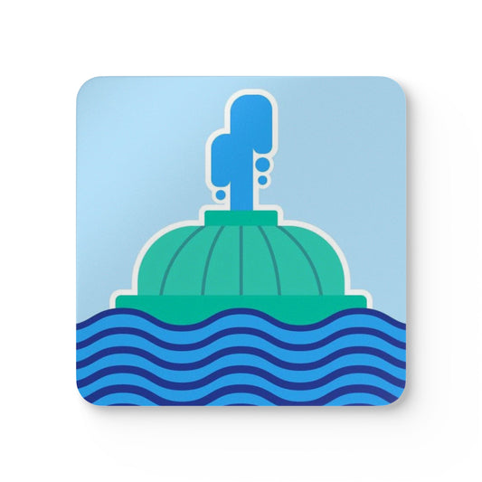 Orlando Lake Eola Cork Coaster Set — Nautical Fountain & Waves Drink Coasters (Set)