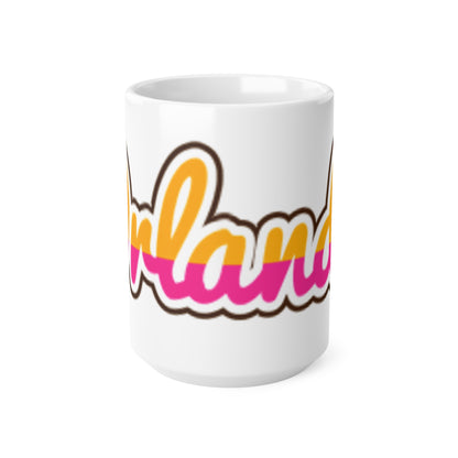 Orlando Retro Script Ceramic Mug — Colorful City Souvenir (11oz & 15oz)