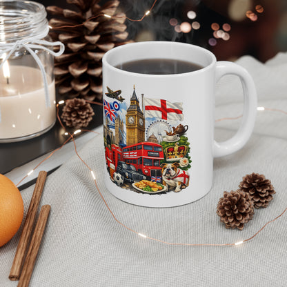 London Icons Ceramic Coffee Mug — London Landmarks & Union Jack Design (11oz, 15oz)
