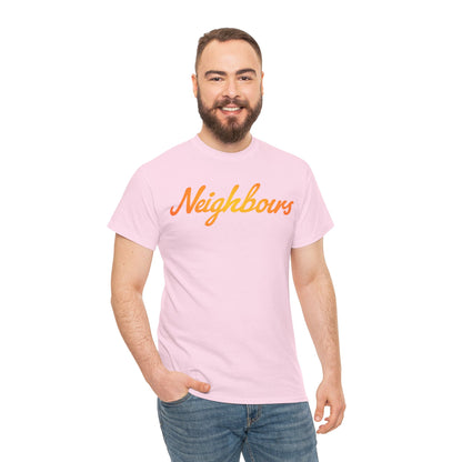 Neighbours Script T‑Shirt — Retro Orange Neighborhood Tee