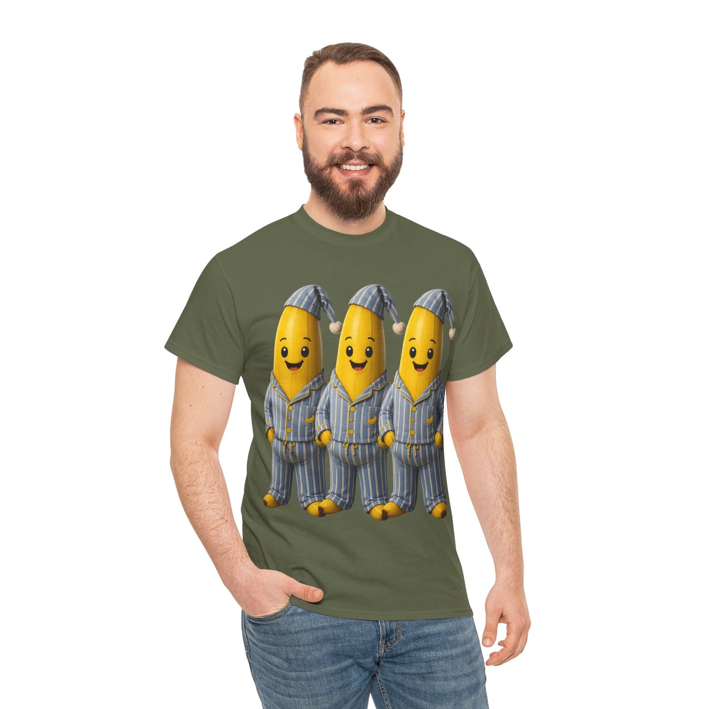 Bananas in Pyjamas – Three Smiling Bananas in Striped Pajamas Graphic T-Shirt