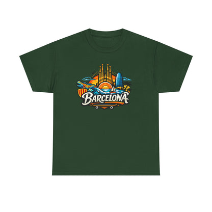 Barcelona Skyline Graphic Tee — Colorful Travel Souvenir T-Shirt