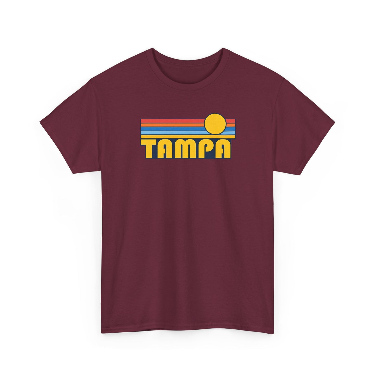 Tampa Retro Sunset T-Shirt — Vintage 70s Striped Beach Tee
