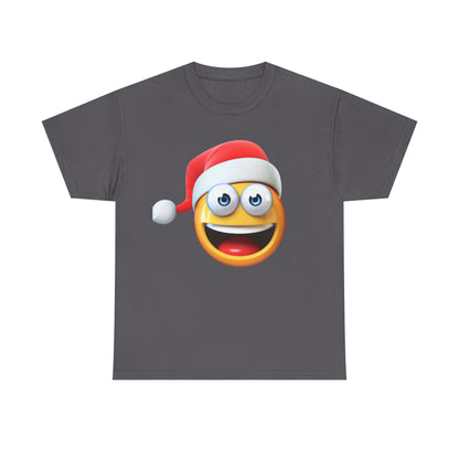 Christmas Emoji T-Shirt — Santa Hat Smiley Holiday Tee