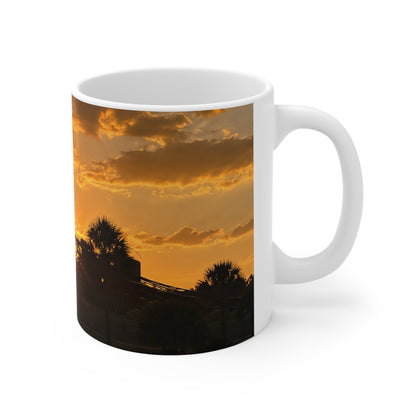 Volcano Bay at Sunset Palm Silhouette Ceramic Mug — 11oz & 15oz