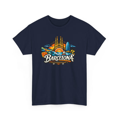 Barcelona Skyline Graphic Tee — Colorful Travel Souvenir T-Shirt