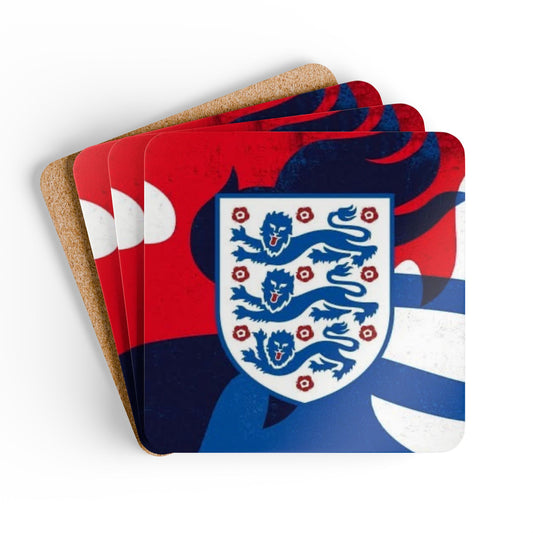 England Football Crest Cork Coaster Set – 3 Lions Drink Coasters