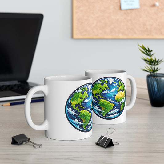 Earth Globe Ceramic Mug — Eco-Friendly World Map Coffee Cup (11oz & 15oz)