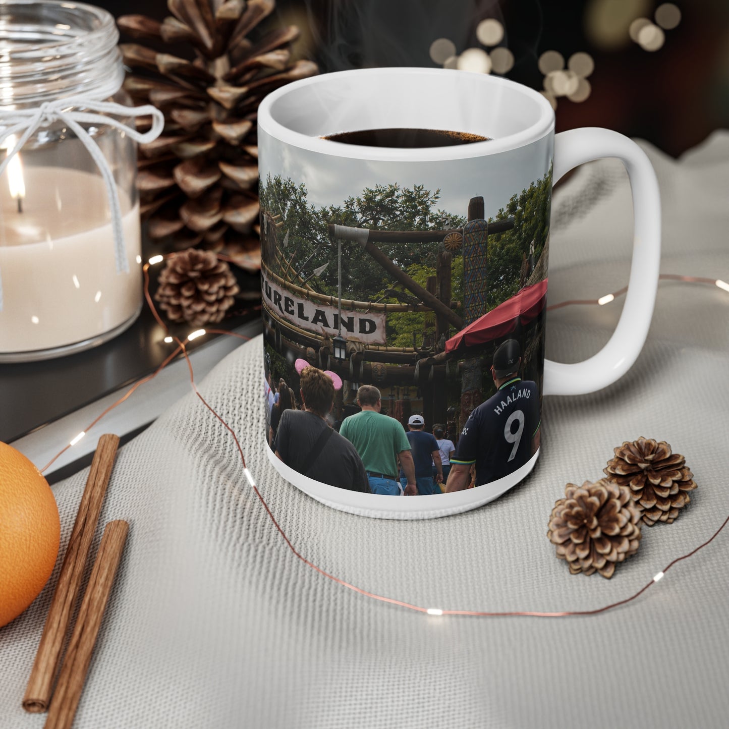 Adventureland Entrance Photo Ceramic Mug — Theme Park Travel Souvenir (11oz & 15oz)