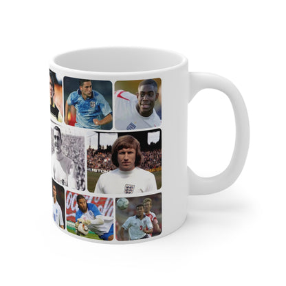 Man City and England Football Legends Photo Collage Mug — Ceramic Coffee Cup (11oz/15oz)