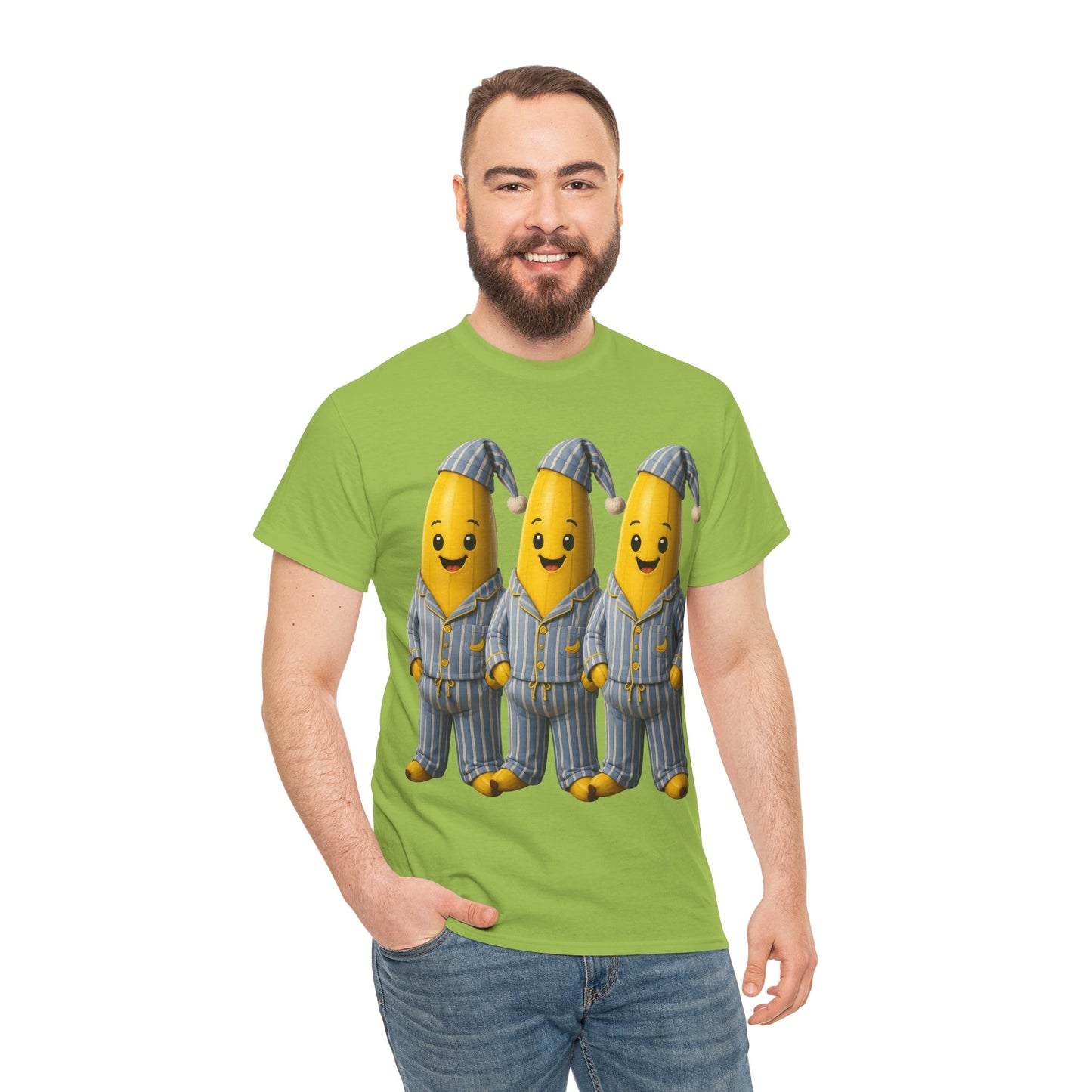 Bananas in Pyjamas – Three Smiling Bananas in Striped Pajamas Graphic T-Shirt