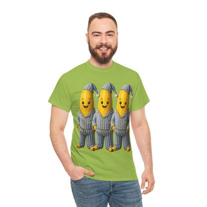 Bananas in Pyjamas – Three Smiling Bananas in Striped Pajamas Graphic T-Shirt