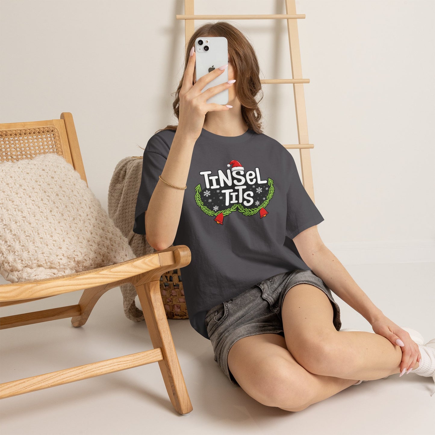 T-Shirt — "Tinsel Tits" Funny Christmas Wreath Holiday Tee