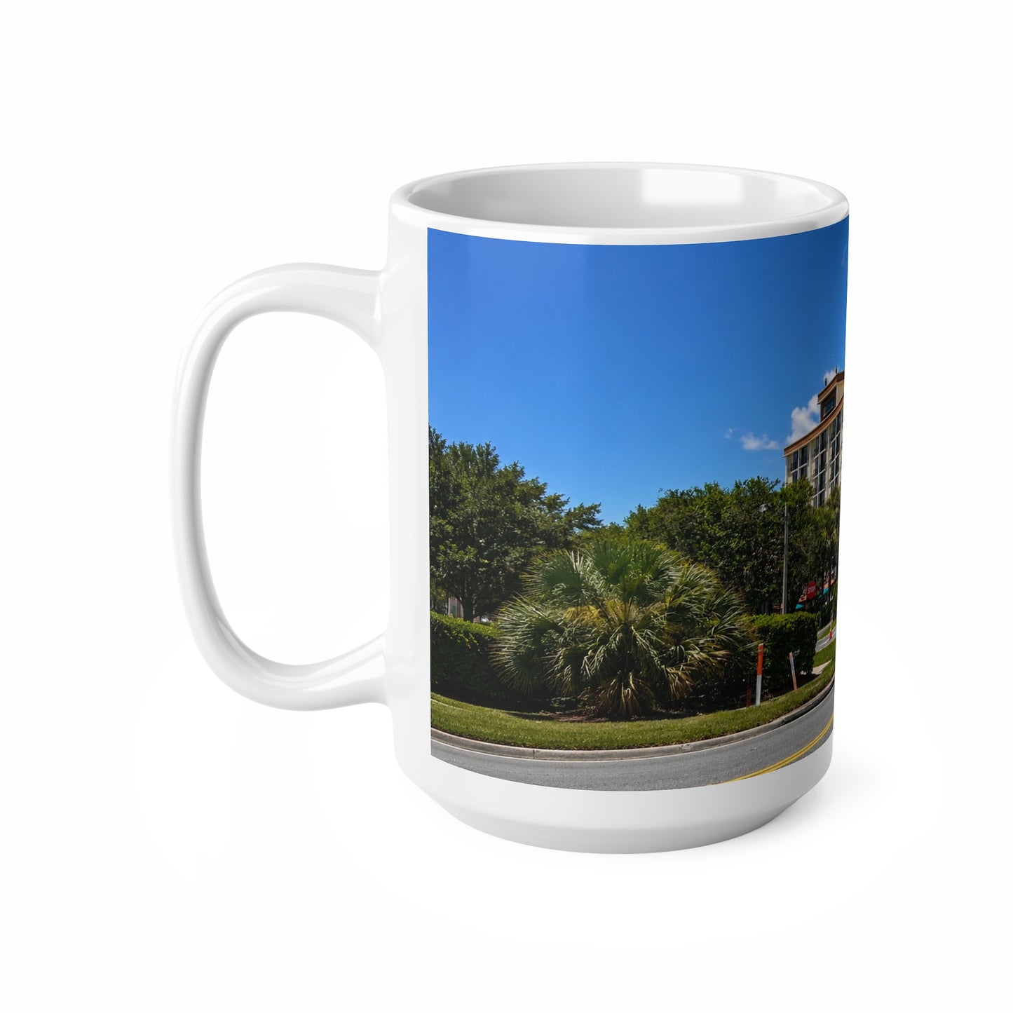 Rosen Inn Closest to Universal Orlando Ceramic Mug — Tropical Hotel & Palm Trees Coffee Cup (11oz, 15oz)