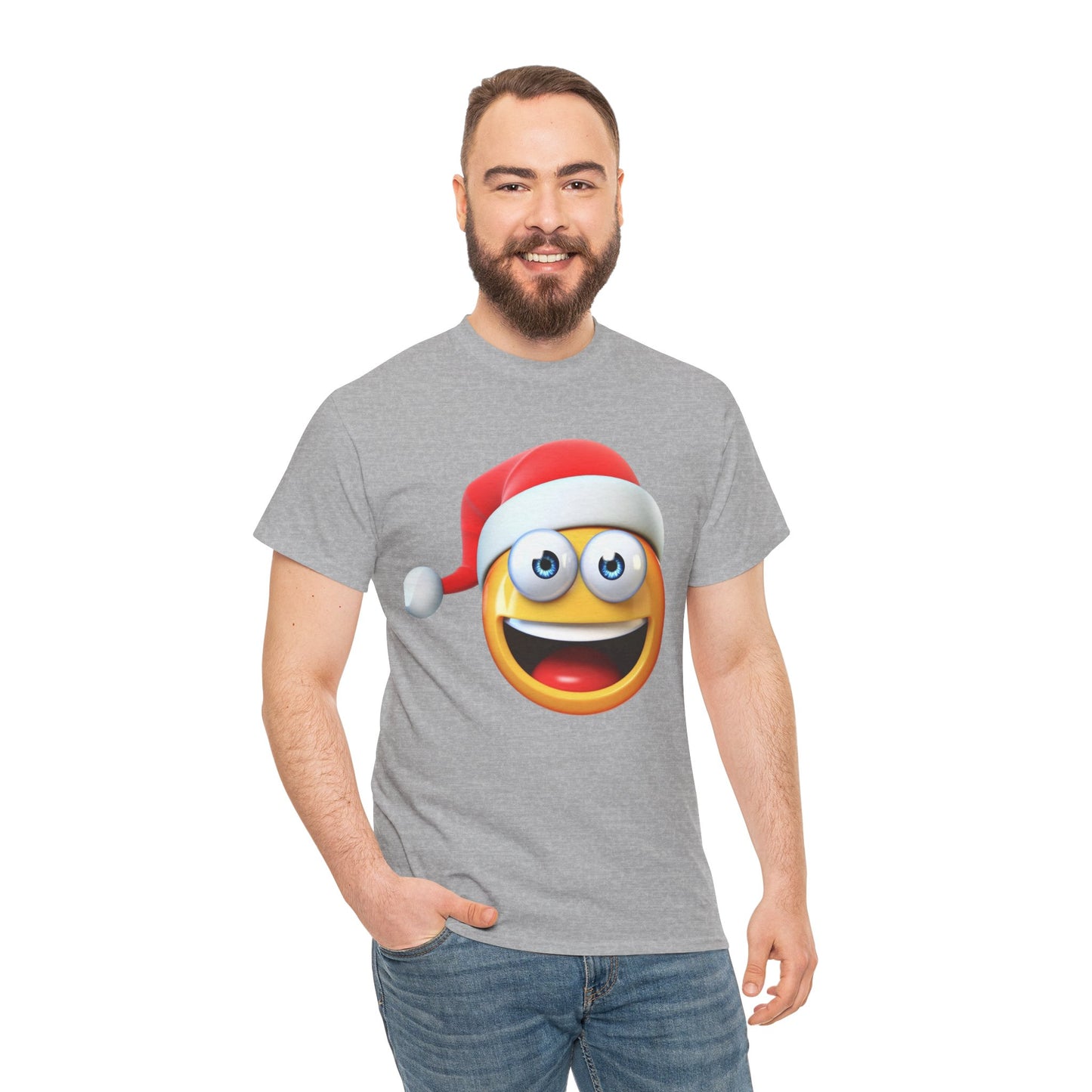 Christmas Emoji T-Shirt — Santa Hat Smiley Holiday Tee