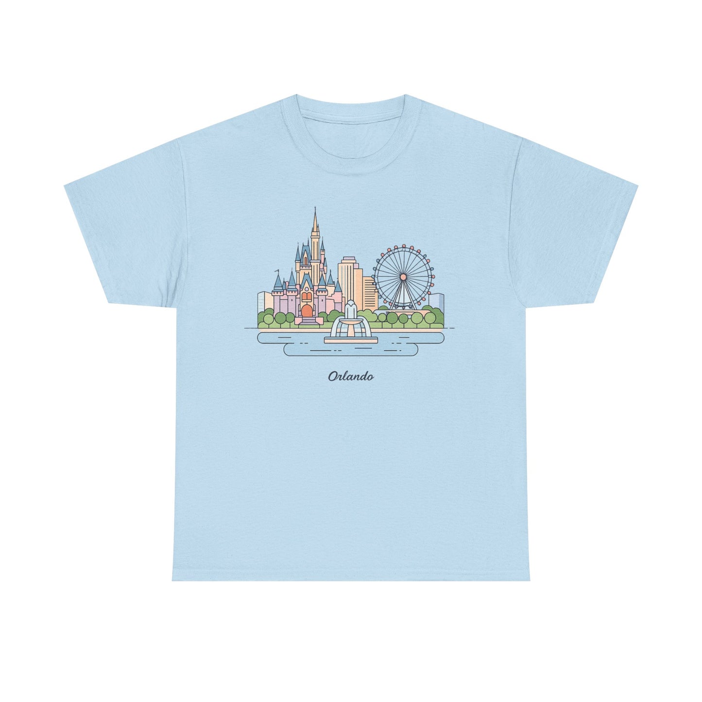 Orlando Skyline T-Shirt — Cute Cityscape Graphic Tee with 'Orlando' Text