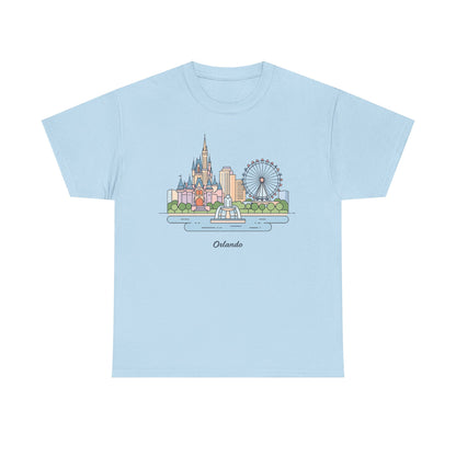 Orlando Skyline T-Shirt — Cute Cityscape Graphic Tee with 'Orlando' Text