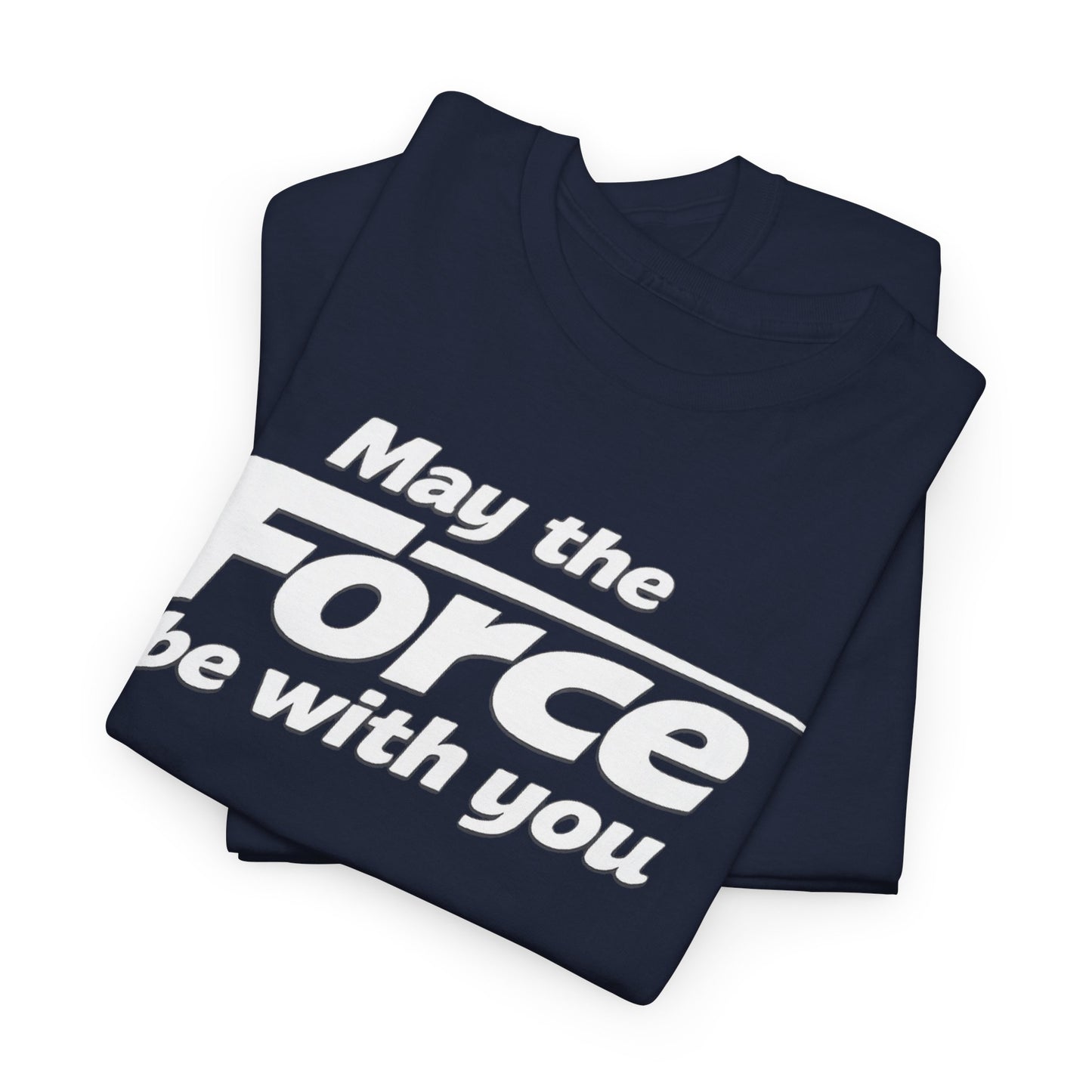 "May the Force Be With You" Retro Embossed Graphic T‑Shirt —