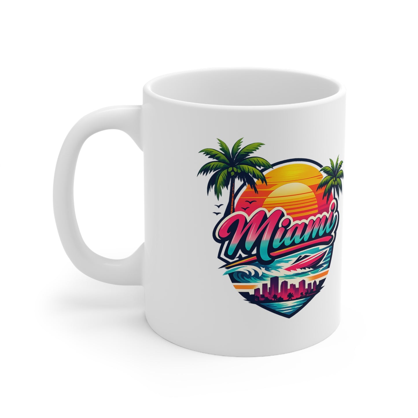 Miami Ceramic Coffee Cups, 11oz, 15oz