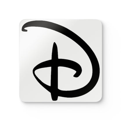 Disney Inspired Cork Coaster Set — Black Script Emblem Drink Coasters (4-Pack)
