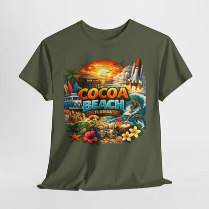 Cocoa Beach Florida Sunset Surf T-Shirt — Retro Beach Vacation Graphic Tee