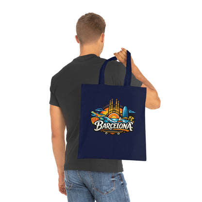 Barcelona Skyline Cotton Tote — Souvenir Travel Beach Bag