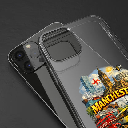 Manchester Landmark Clear Phone Case — Cityscape Collage Design