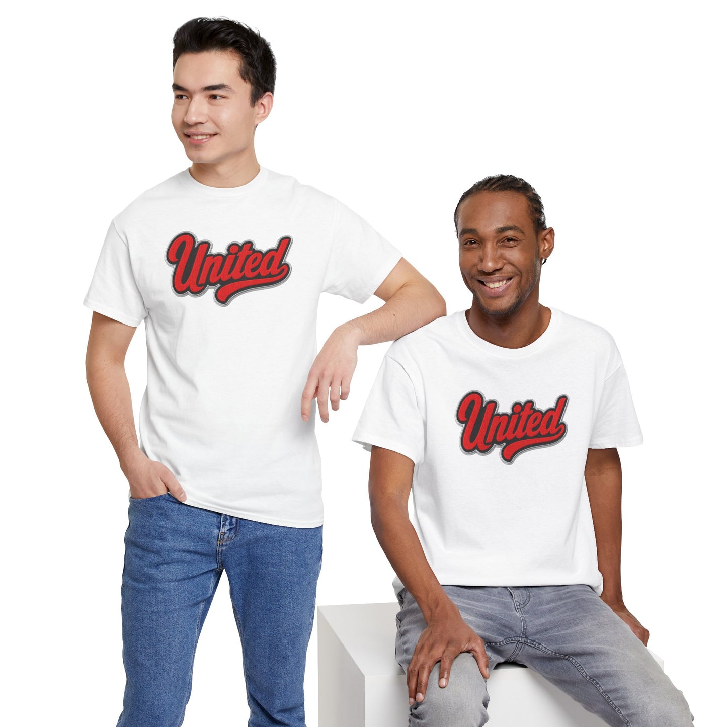 United Retro Script Tee — Vintage Red Logo T‑Shirt