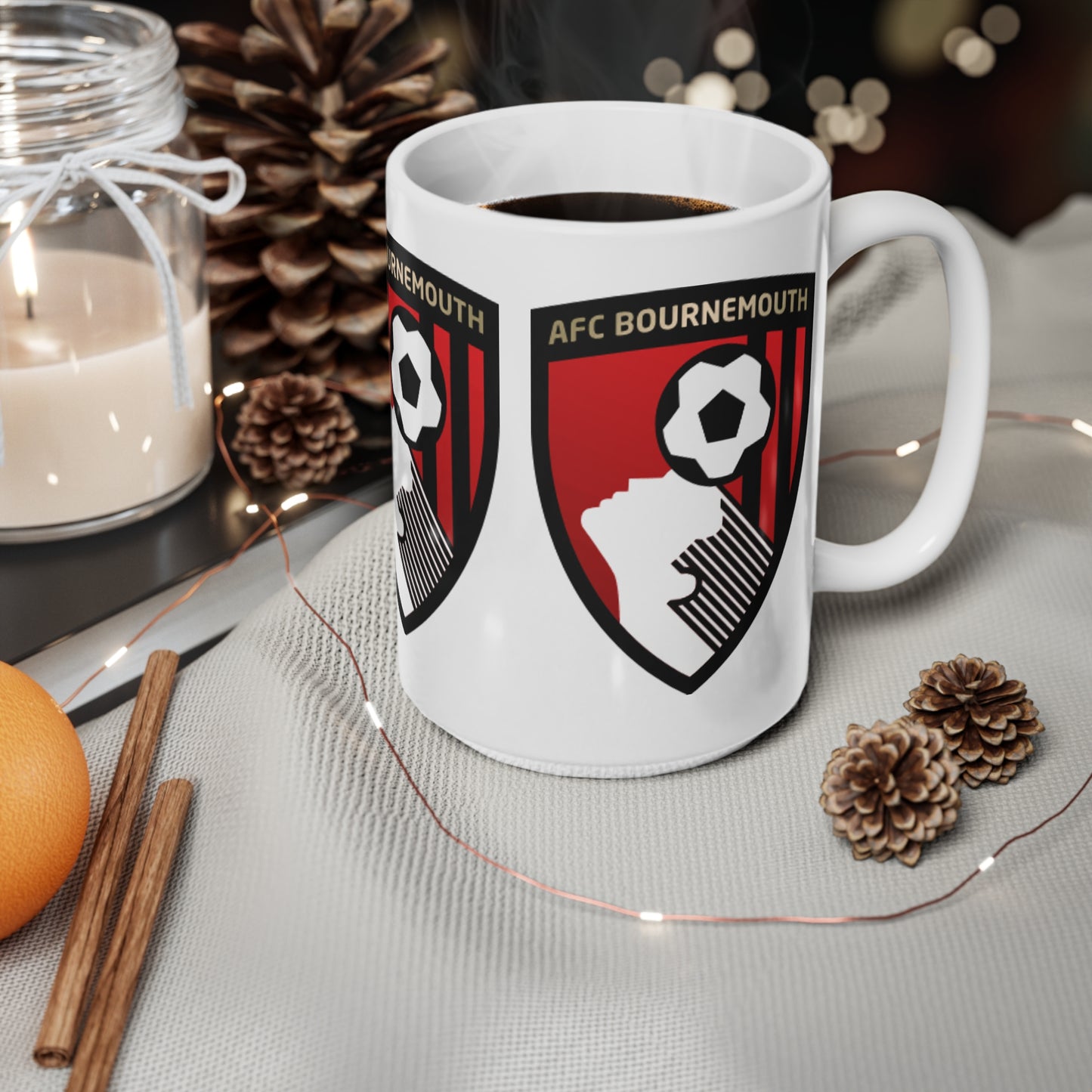 AFC Bournemouth Football Crest Mug, Ceramic Coffee Cup 11oz & 15oz