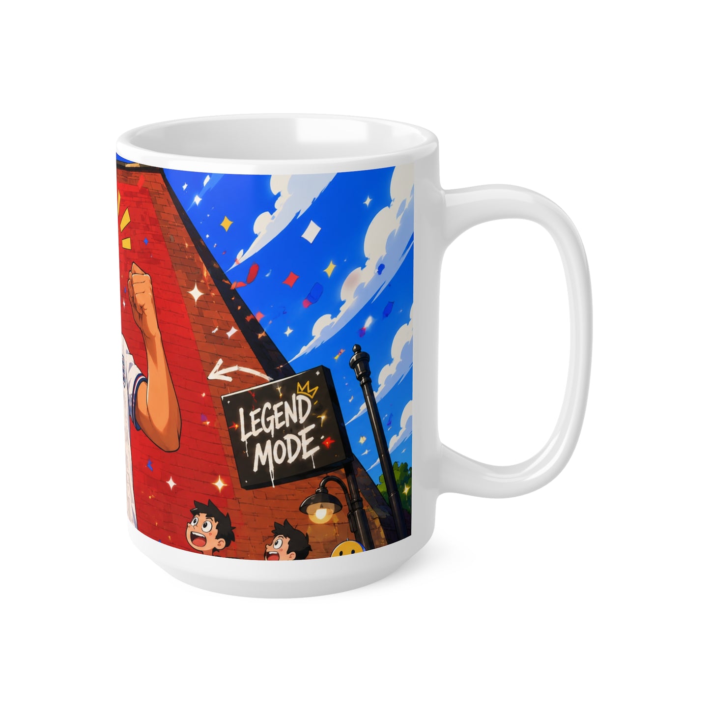 England Football Fan Mug — Celebratory Soccer Player Illustration, Ceramic 11oz & 15oz